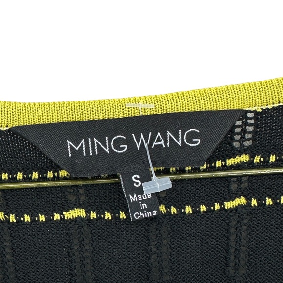 MING WANG Knit Sweater Jacket Black Yellow - Picture 5 of 6